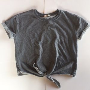 GREY COTTON:ON TIE-UP T-SHIRT **SOFT**